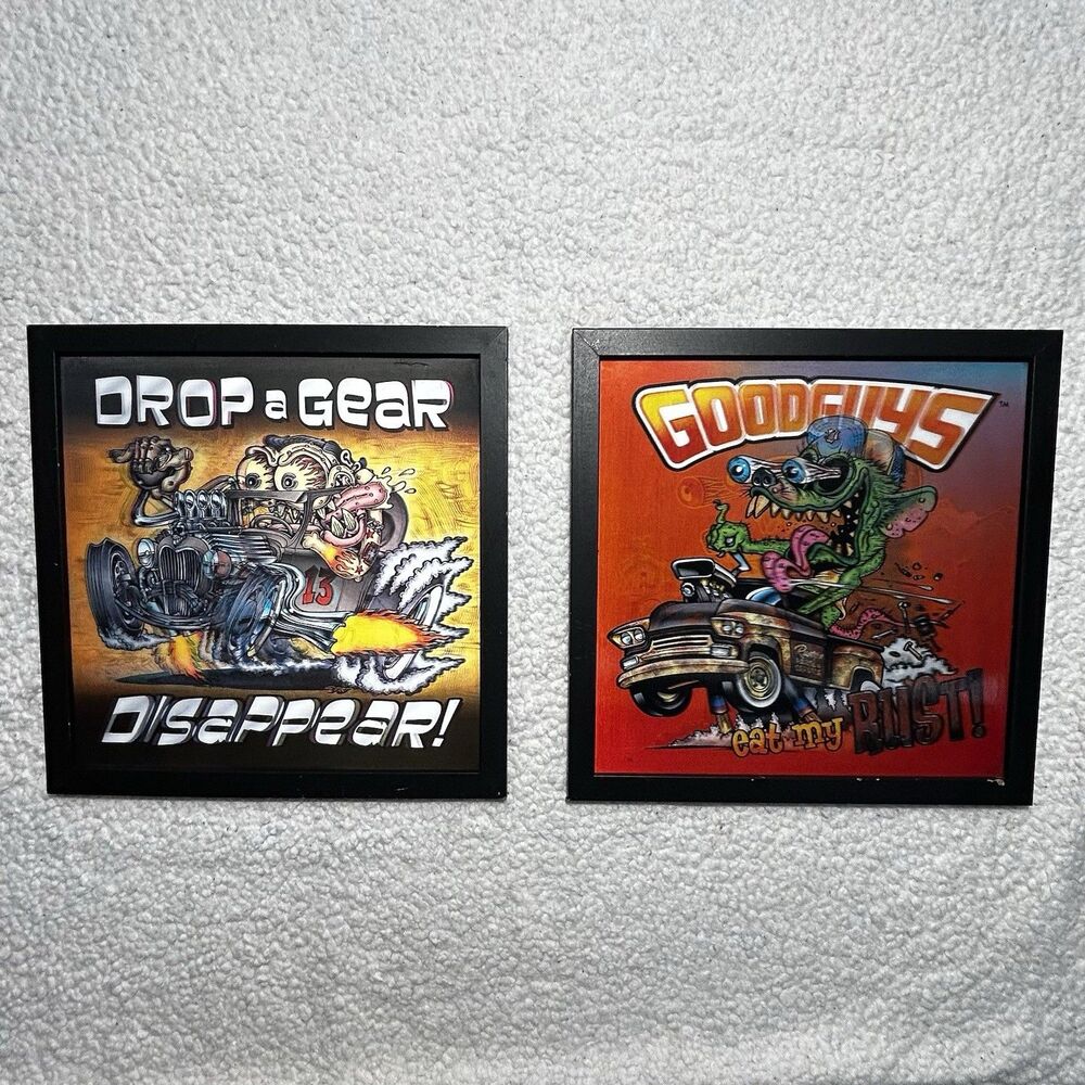 Open Road Brands Hot Rod Monster 3D Lenticular Wall Art 13x13 Lot of 2 - Wear